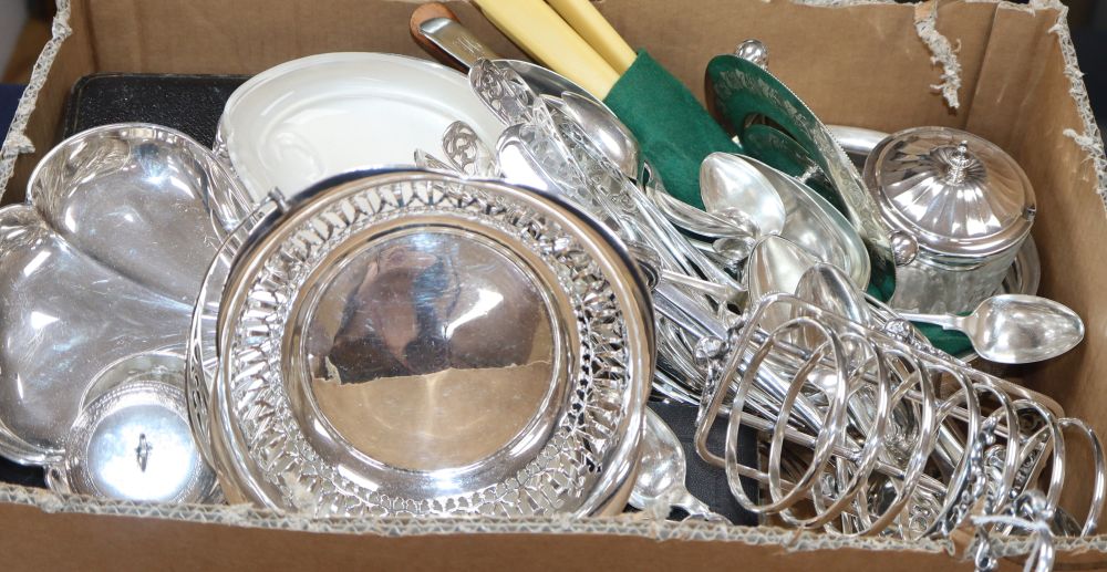 A quantity of mixed flatware and plated wares